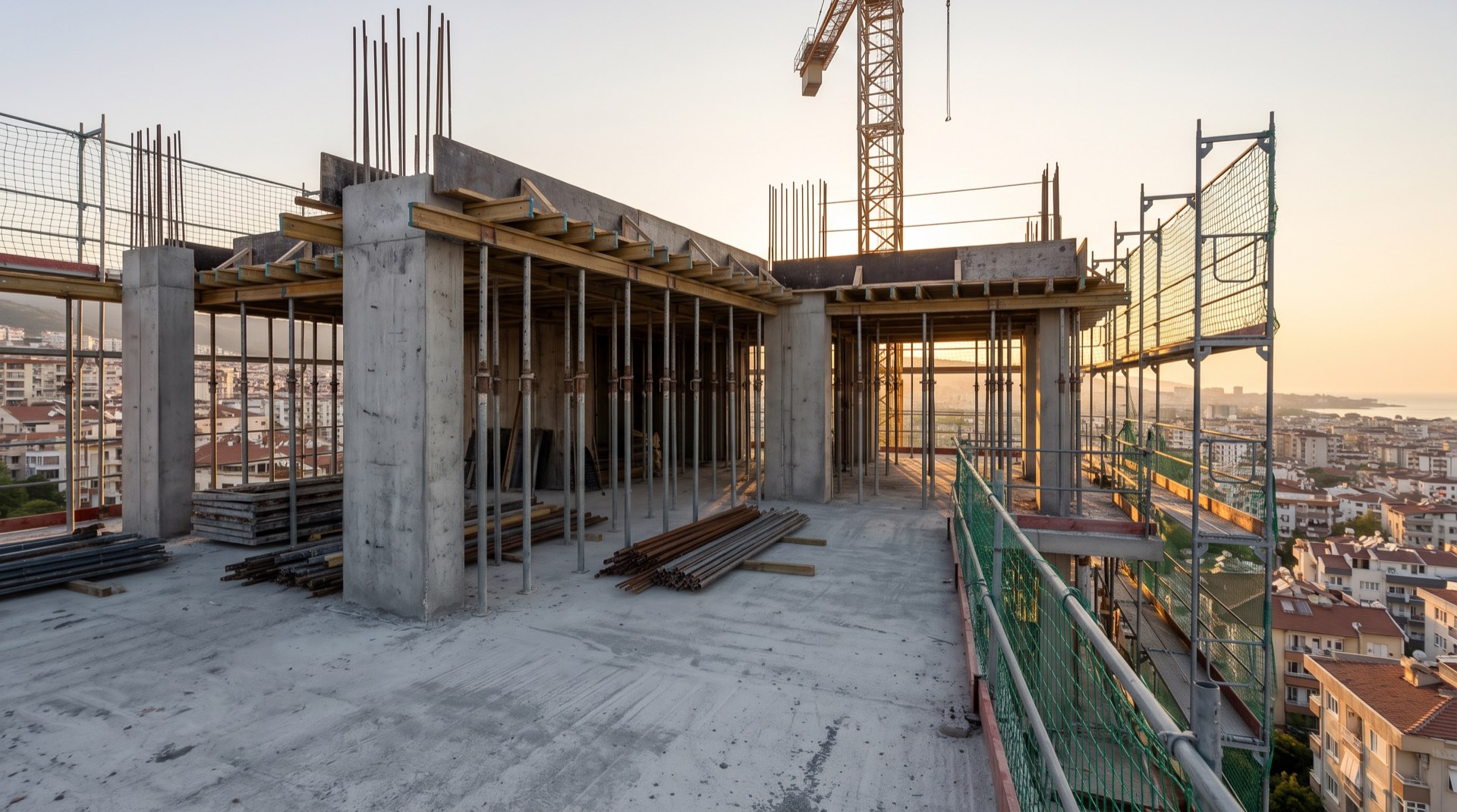 Son katı betonarme olarak yükselen bir apartman